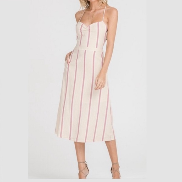 Dresses & Skirts - BACKLESS STRIPE LINEN DRESS